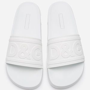 White Men’s Rubber Dolce & Gabbana beachwear slides with DG logo